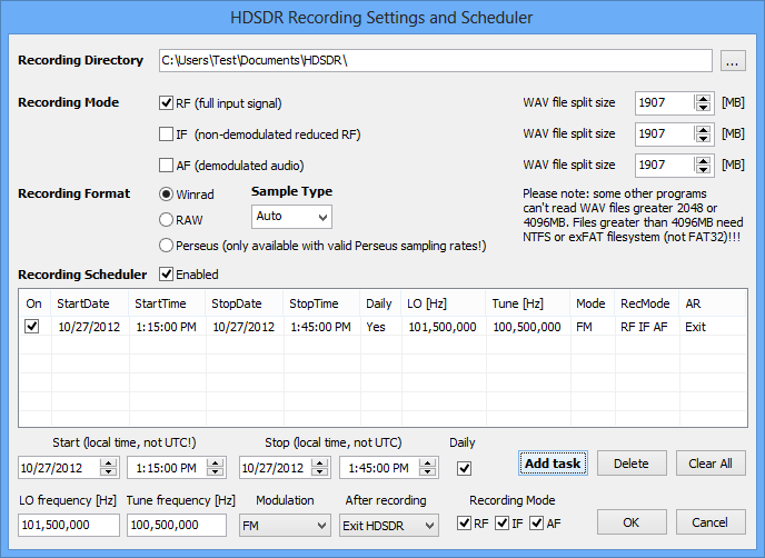HDSDR Recording Scheduler.